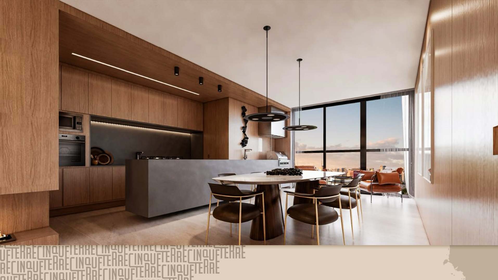 Cozinha integrada com living gourmet